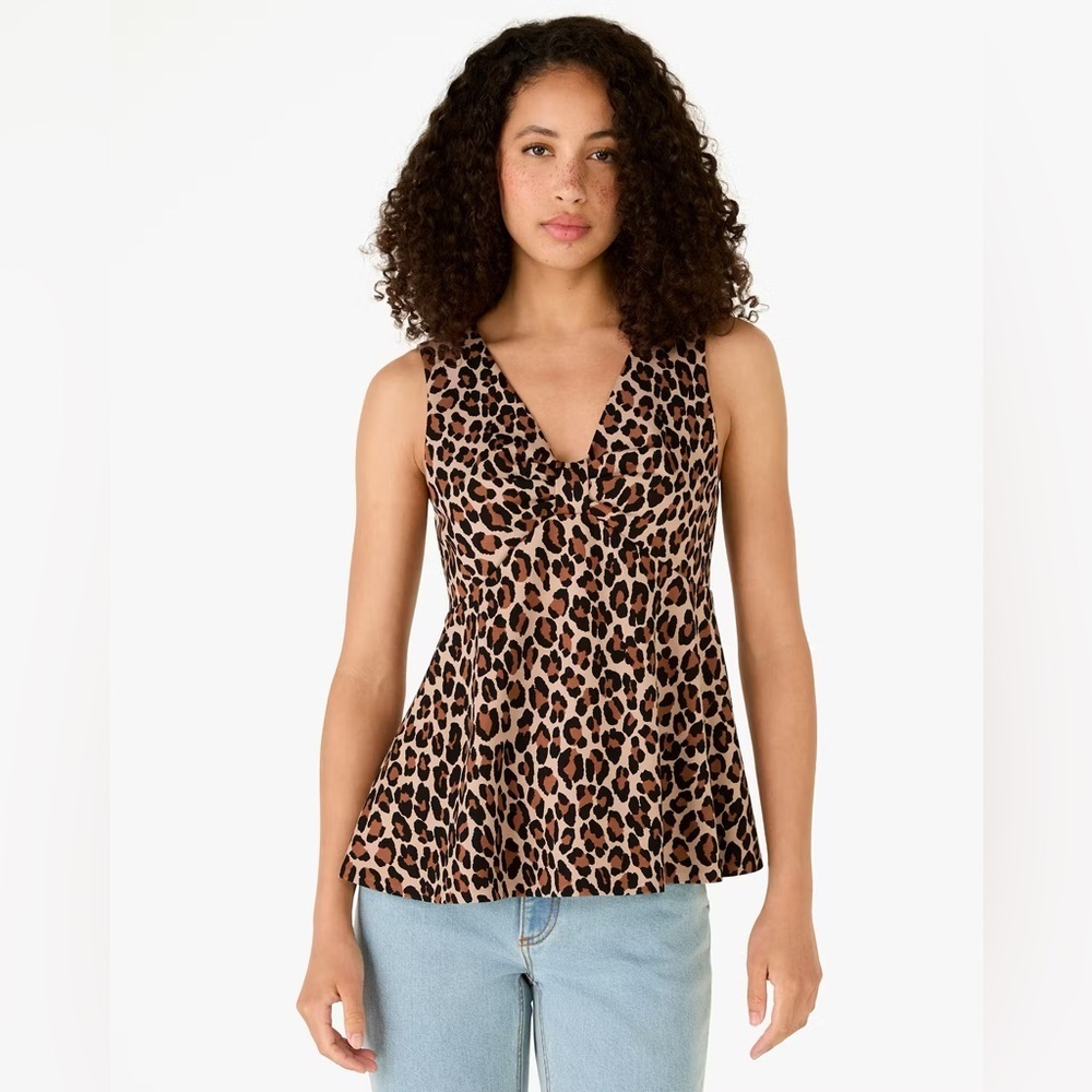 KATE SPADE New York - Spotted Leopard Bow-Knot Sleeveless blouse. 14 - P2P 21" - Picture 2 of 8